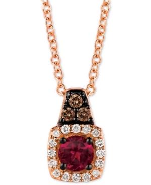Le Vian Rhodolite (1/5 Ct. T.w.) & Diamond (1/10 Ct. T.w.) 18 Pendant Necklace In 14k Rose Gold
