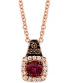Le Vian Rhodolite (1/5 Ct. T.w.) & Diamond (1/10 Ct. T.w.) 18 Pendant Necklace In 14k Rose Gold