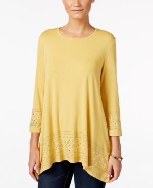 Jm Collection Petite Embellished-hem Top, Only At Macy's