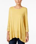 Jm Collection Petite Embellished-hem Top, Only At Macy's