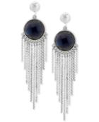 Lucky Brand Silver-tone Reversible Stone & Chain Fringe Earrings, A Macy's Exclusive Style
