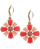 Nine West Gold-tone Coral Stone Drop Earrings
