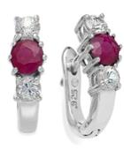 Sterling Silver Earrings, Ruby (5/8 Ct. T.w.) And White Sapphire (1/2 Ct. T.w.) Three-stone Earrings