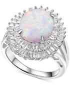 Cubic Zirconia & Lab Created Opal (7 Ct. T.w.) Halo Ring In Sterling Silver