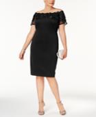 Sl Fashions Plus Size Lace-applique Off-the-shoulder Dress