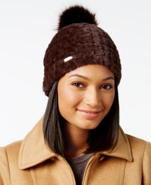 Calvin Klein Plush Faux Fur Pom Beanie