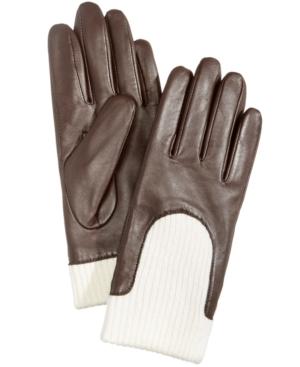 Charter Club Leather & Knit Touchscreen Gloves, Created For Macy's