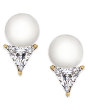 Kate Spade New York 14k Gold-plated Imitation Pearl & Trillion Crystal Stud Earrings