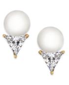 Kate Spade New York 14k Gold-plated Imitation Pearl & Trillion Crystal Stud Earrings