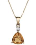 Citrine (1-1/10 Ct. T.w.) And Diamond Accent Pendant Necklace In 14k Gold