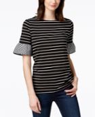 Charter Club Gingham-trim T-shirt, Created For Macy's