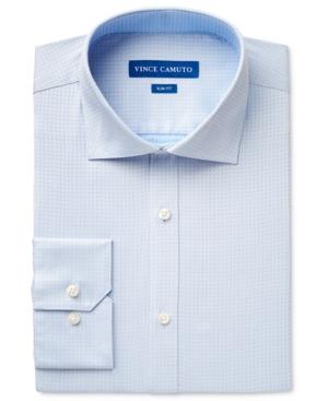 Vince Camuto Men's Slim-fit Blue Houndstooth Dobby Dress Shirt