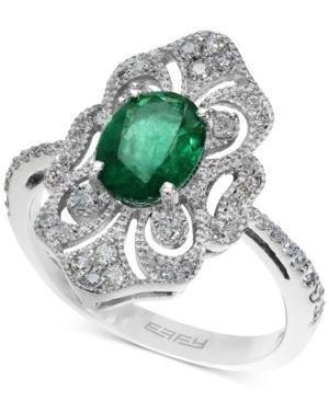 Brasilica By Effy Emerald (1-1/8 Ct. T.w.) And Diamond (1/3 Ct. T.w.) Ring In 14k White Gold