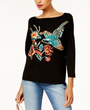Anna Sui Loves Inc International Concepts Embroidered Sweater, Created For Macy's