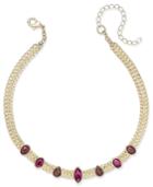 Inc International Concepts Gold-tone Wine Stone Choker Necklace, Only At Macy's
