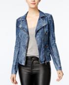 Marilyn Monroe Juniors' Zipper-pocket Denim Moto Jacket