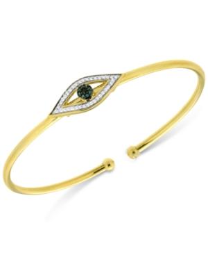 Diamond Evil Eye Flexie Bangle Bracelet (1/6 Ct. T.w.) In 14k Gold-plated Sterling Silver