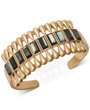 Lucky Brand Gold-tone Black Mother-of-pearl Stone Cuff Bracelet