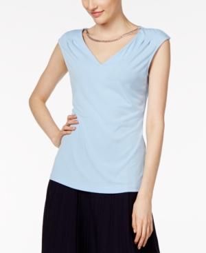 Calvin Klein Pleated Necklace Top