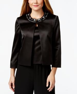 Tahari Asl Satin Embellished Jacket And Shell Top
