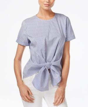 Bar Iii Pinstripe Knot-front Top, Only At Macy's