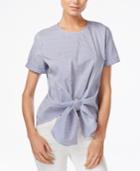 Bar Iii Pinstripe Knot-front Top, Only At Macy's
