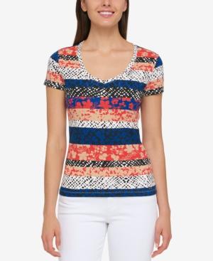 Tommy Hilfiger Cotton Mixed-print T-shirt, Created For Macy's