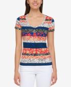 Tommy Hilfiger Cotton Mixed-print T-shirt, Created For Macy's
