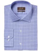 Tasso Elba Non-iron Blue Twill Glenplaid Dress Shirt