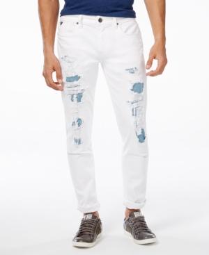 Guess Men's Slim Tapered Break Away White Wash Jeans