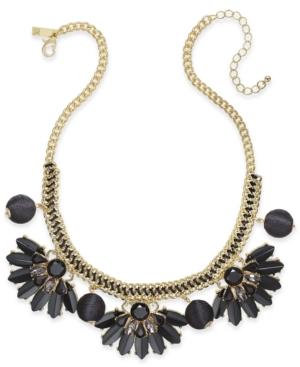 Inc International Concepts Gold-tone Stone & Thread Statement Necklace, Created For Macy's