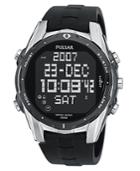 Pulsar Watch, Men's Chronograph Black Polyurethane Strap Pq2003