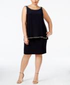 Betsy & Adam Plus Size Beaded Popover Shift Dress