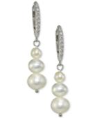 Giani Bernini Freshwater Pearl (4, 6, 8mm) & Cubic Zirconia Drop Earrings In Sterling Silver, Only At Macy's