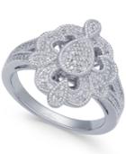Diamond Fancy Openwork Statement Ring (1/10 Ct. T.w.) In Sterling Silver