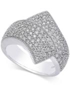 Diamond Cluster Bypass Ring (1-1/2 Ct. T.w.) In 14k White Gold