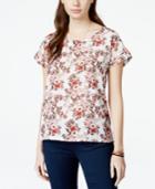 Hippie Rose Juniors' Short-sleeve Back-zipper Blouse