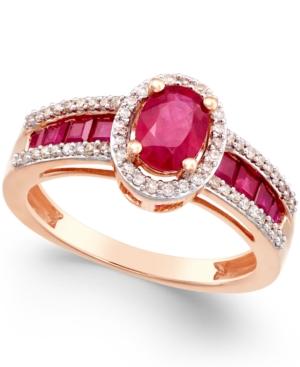 Ruby (1-3/4 Ct. T.w.) And Diamond (1/4 Ct. T.w.) Statement Ring In 14k Rose Gold