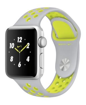 Apple Watch Nike+ 38mm Silver-tone Aluminum Case With Flat Silver-tone/volt Nike Sport Band