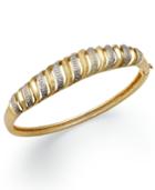 18k Gold Over Sterling Silver-plated Bronze Diamond Accent Dome Bangle Bracelet