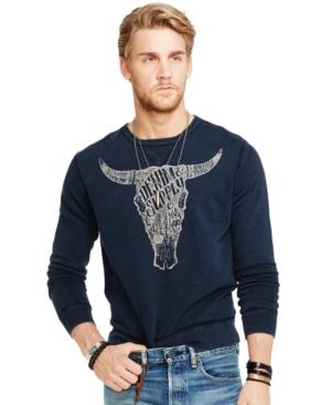 Denim & Supply Ralph Lauren Indigo Cotton Skull Sweatshirt