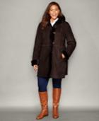 The Fur Vault Plus Size Shearling Lamb Hooded Coat