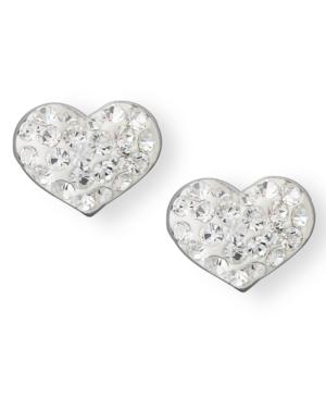 Unwritten Sterling Silver Earrings, Crystal Heart Stud Earrings