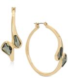 Robert Lee Morris Soho Gold-tone Green Stone Hoop Earrings