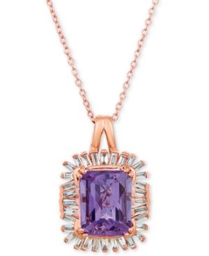 Le Vian Baguette Frenzy Amethyst (2-1/2 Ct. T.w.) & Diamond (1/3 Ct. T.w.) 20 Pendant Necklace In 14k Rose Gold
