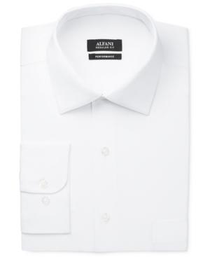 Alfani Men's Big And Tall Performance White Textured-stripe Dress Shirt, Only At Macy's
