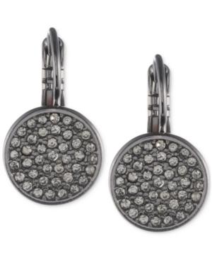 Anne Klein Hematite-tone Crystal Studded Disc Drop Earrings