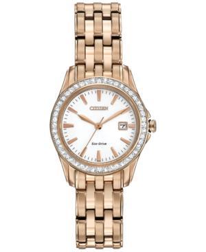 Citizen Women's Eco-drive Silhouette Crystal Rose Gold-tone Stainless Steel Bracelet Watch 28mm Ew1903-52a
