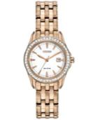Citizen Women's Eco-drive Silhouette Crystal Rose Gold-tone Stainless Steel Bracelet Watch 28mm Ew1903-52a