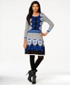 Eci Mixed-print Intasria Sweater Dress